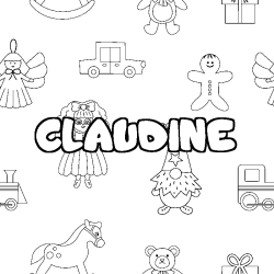 Coloriage CLAUDINE - d&eacute;cor Jouets
