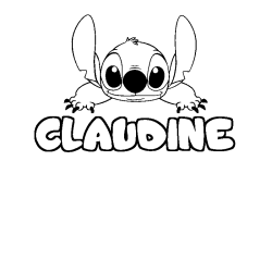 Coloriage prénom CLAUDINE - décor Stitch