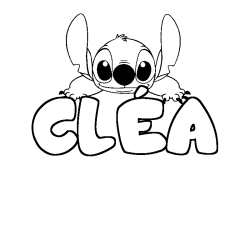 Coloriage prénom CLÉA - décor Stitch