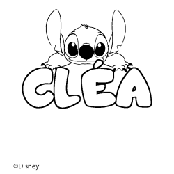Coloriage pr&eacute;nom CL&Eacute;A - d&eacute;cor Stitch