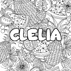 Coloriage pr&eacute;nom CLELIA - d&eacute;cor Mandala fruits