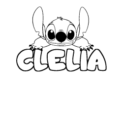 Coloriage prénom CLELIA - décor Stitch