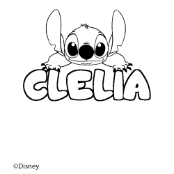 Coloriage pr&eacute;nom CLELIA - d&eacute;cor Stitch