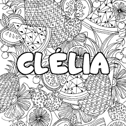 Coloriage prénom CLÉLIA - décor Mandala fruits