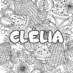 Coloriage pr&eacute;nom CL&Eacute;LIA - d&eacute;cor Mandala fruits