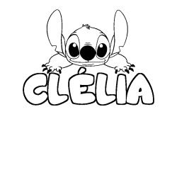 Coloriage prénom CLÉLIA - décor Stitch