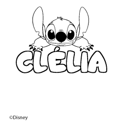 Coloriage pr&eacute;nom CL&Eacute;LIA - d&eacute;cor Stitch