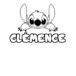 Coloriage prénom CLÉMENCE - décor Stitch