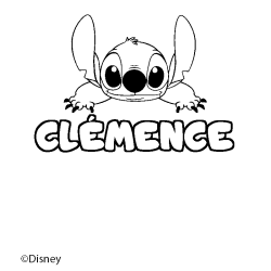 Coloriage pr&eacute;nom CL&Eacute;MENCE - d&eacute;cor Stitch