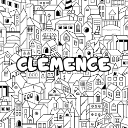 Coloriage CL&Eacute;MENCE - d&eacute;cor Ville