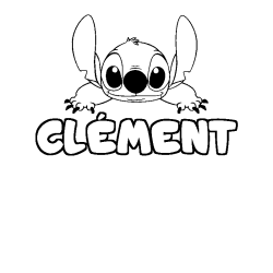 Coloriage prénom CLÉMENT - décor Stitch