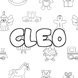 Coloriage prénom CLEO - décor Jouets