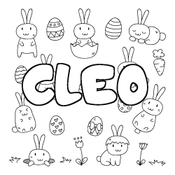 Coloriage prénom CLEO - décor Paques