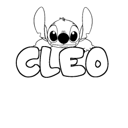 Coloriage prénom CLEO - décor Stitch