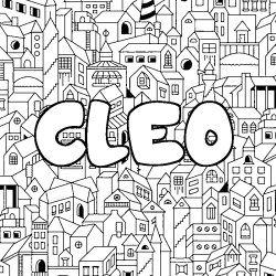 Coloriage prénom CLEO - décor Ville