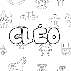 Coloriage prénom CLÉO - décor Jouets