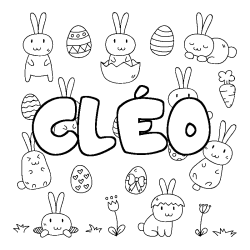 Coloriage pr&eacute;nom CL&Eacute;O - d&eacute;cor Paques