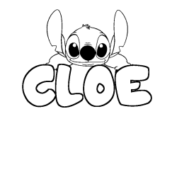 Coloriage prénom CLOE - décor Stitch