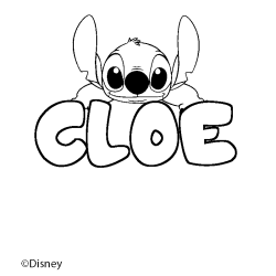 Coloriage pr&eacute;nom CLOE - d&eacute;cor Stitch