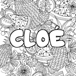 Coloriage pr&eacute;nom CLO&Eacute; - d&eacute;cor Mandala fruits