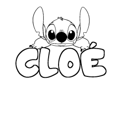 Coloriage prénom CLOÉ - décor Stitch