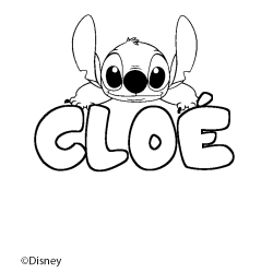 Coloriage pr&eacute;nom CLO&Eacute; - d&eacute;cor Stitch