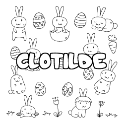 Coloriage pr&eacute;nom CLOTILDE - d&eacute;cor Paques