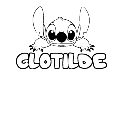 Coloriage prénom CLOTILDE - décor Stitch
