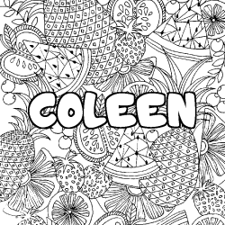 Coloriage pr&eacute;nom COLEEN - d&eacute;cor Mandala fruits