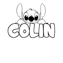 Coloriage prénom COLIN - décor Stitch