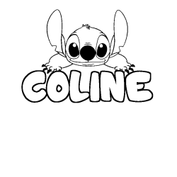 Coloriage prénom COLINE - décor Stitch