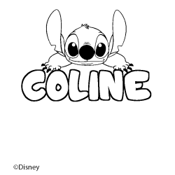 Coloriage pr&eacute;nom COLINE - d&eacute;cor Stitch