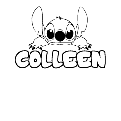 Coloriage prénom COLLEEN - décor Stitch