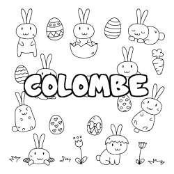 Coloriage pr&eacute;nom COLOMBE - d&eacute;cor Paques