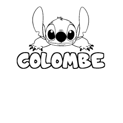 Coloriage prénom COLOMBE - décor Stitch