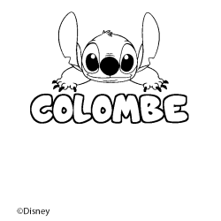 Coloriage pr&eacute;nom COLOMBE - d&eacute;cor Stitch
