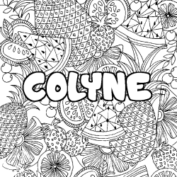 Coloriage prénom COLYNE - décor Mandala fruits