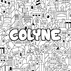 Coloriage prénom COLYNE - décor Ville