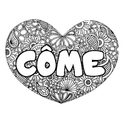 Coloriage pr&eacute;nom C&Ocirc;ME - d&eacute;cor Mandala coeur