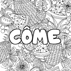 Coloriage pr&eacute;nom C&Ocirc;ME - d&eacute;cor Mandala fruits