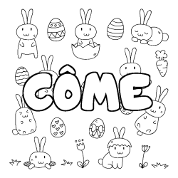 Coloriage pr&eacute;nom C&Ocirc;ME - d&eacute;cor Paques