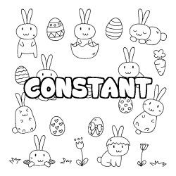 Coloriage pr&eacute;nom CONSTANT - d&eacute;cor Paques