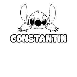 Coloriage prénom CONSTANTIN - décor Stitch