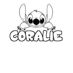 Coloriage prénom CORALIE - décor Stitch