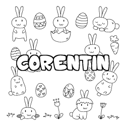 Coloriage CORENTIN - d&eacute;cor Paques