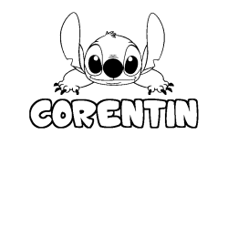 Coloriage prénom CORENTIN - décor Stitch