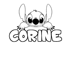 Coloriage prénom CORINE - décor Stitch