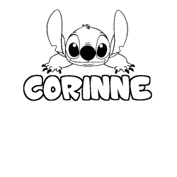 Coloriage prénom CORINNE - décor Stitch