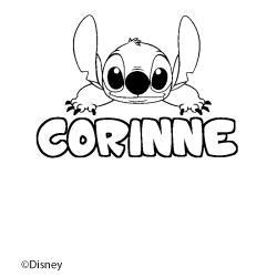 Coloriage pr&eacute;nom CORINNE - d&eacute;cor Stitch