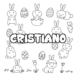 Coloriage pr&eacute;nom CRISTIANO - d&eacute;cor Paques